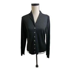 LL tBean womens silk blend button down cardigan. Size medium. Black ribb…